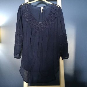 Navy peasant style blouse